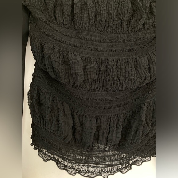 Philippe Adec Paris Ruffle Shirred Romantic Poetic Sheer Blouse Button Sexy Sz 6 - Picture 6 of 7